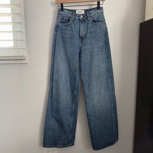 reformation 25 Cary Stretch High Rise Organic Slouchy Wide Leg Jeans Icarian